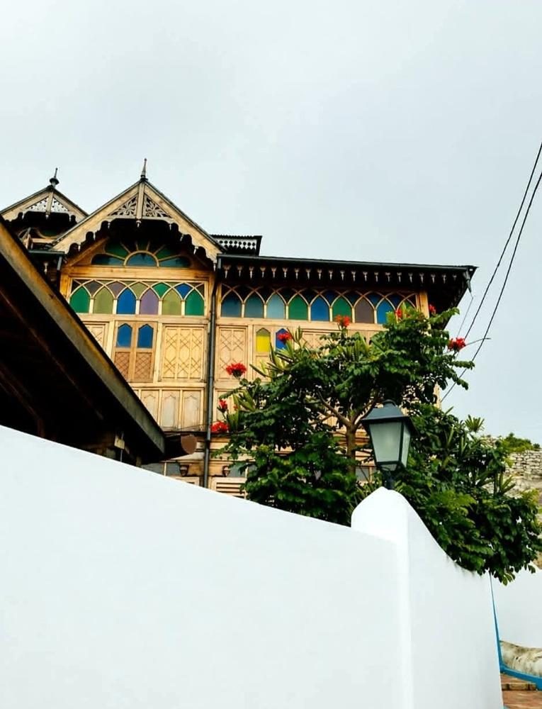 A traditional house with coloured glass windows in Harar